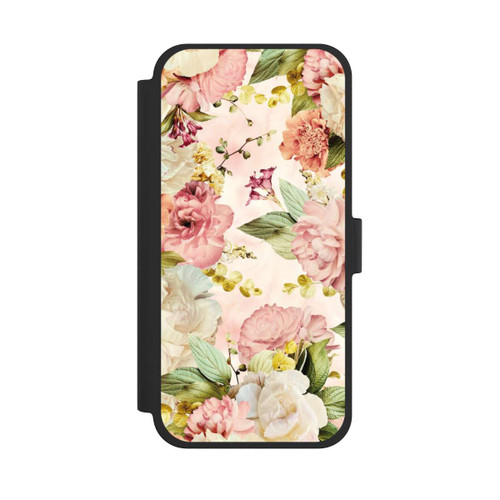 Apple iPhone 15 Plus NIVOflip Blumenrahmen Pfingstrosen Beige