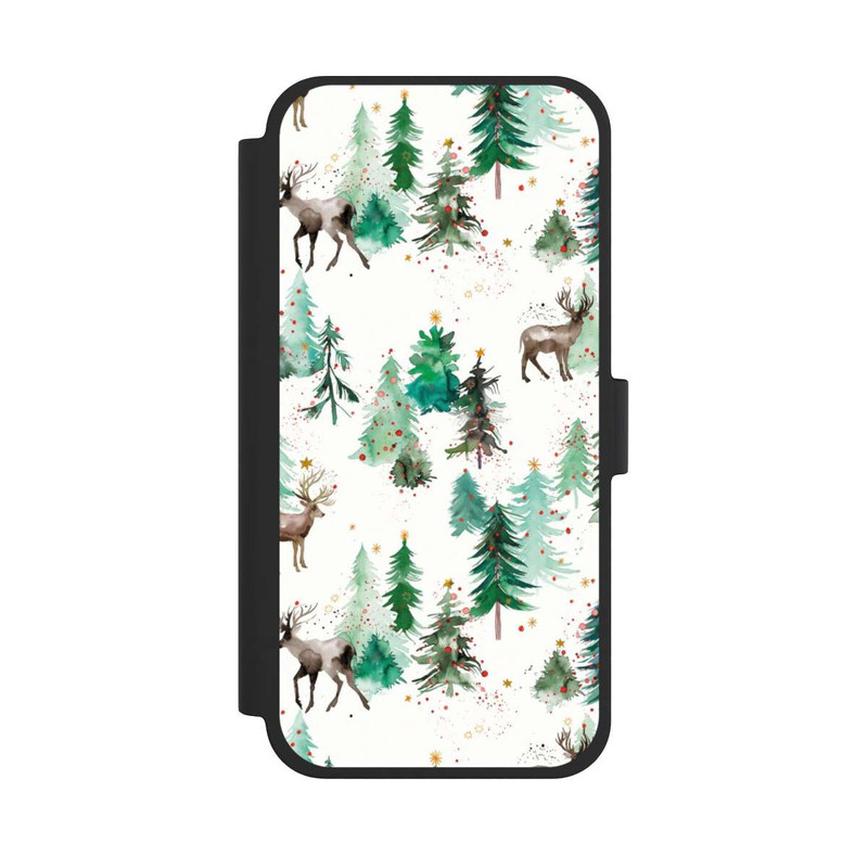 iPhone 15 Plus NIVOflip Hirsche und Winterweihnachtsbäume