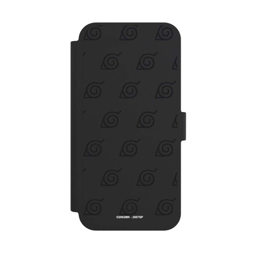 Apple iPhone 15 Plus NIVOflip Schwarzes Konoha-Muster Transparent