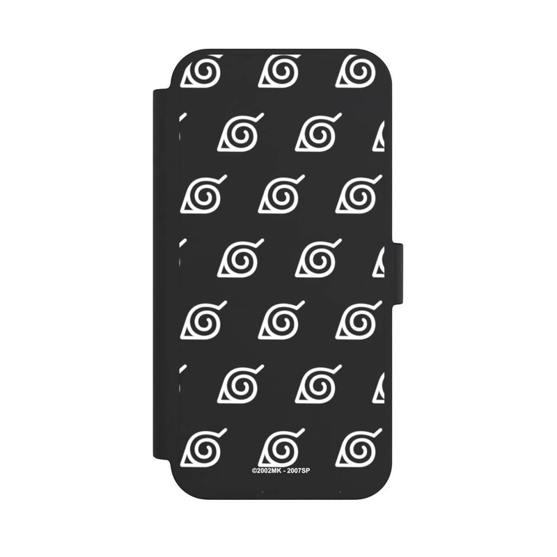 iPhone 15 Plus NIVOflip Konoha Pattern Blanc sur Fond Transparent