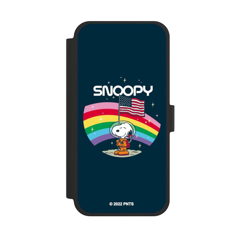 iPhone 15 Plus NIVOflip Snoopy Weltraumreisender Regenbogen