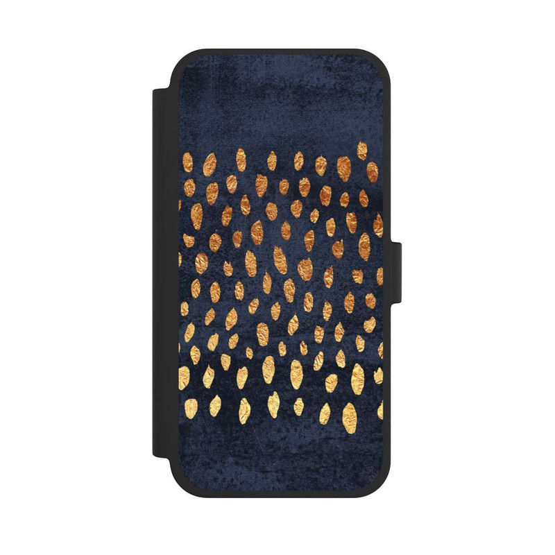 iPhone 15 Plus NIVOflip Muster Gold und Marine