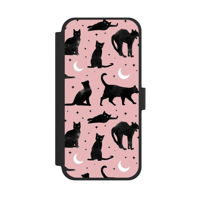 iPhone 15 Plus NIVOflip Lune & Chats Fond Rose