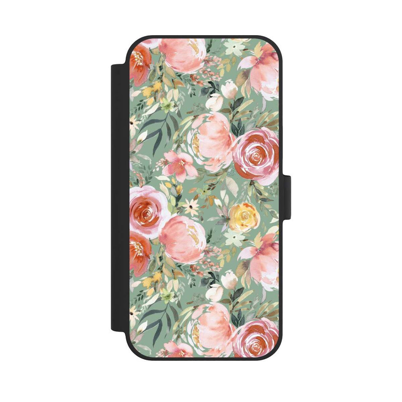 iPhone 15 Plus NIVOflip Pastellfarbener Pfingstrosenstrauß