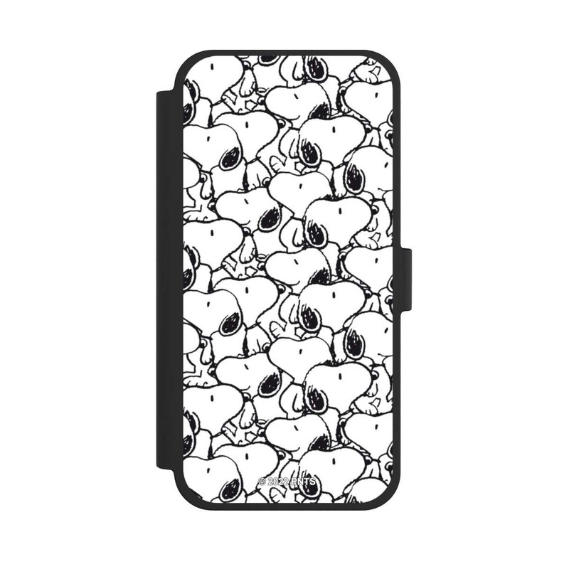 iPhone 15 Plus NIVOflip Snoopy Muster Schwarz und Weiß