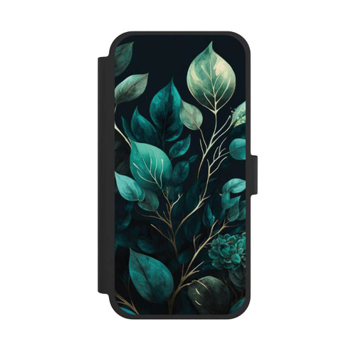 Apple iPhone 15 Plus NIVOflip Eukalyptus dunkler Hintergrund