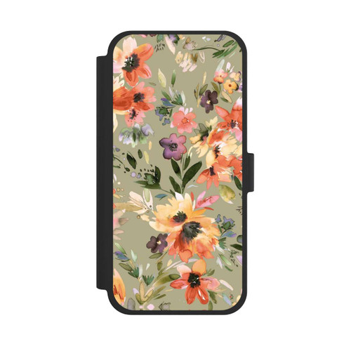 Apple iPhone 15 Plus NIVOflip Malerische tropische Blumen Salbeigrün