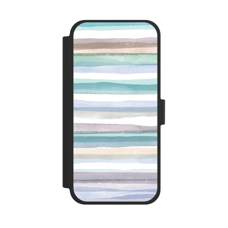iPhone 15 Plus NIVOflip Pastellfarbene Streifen Blau