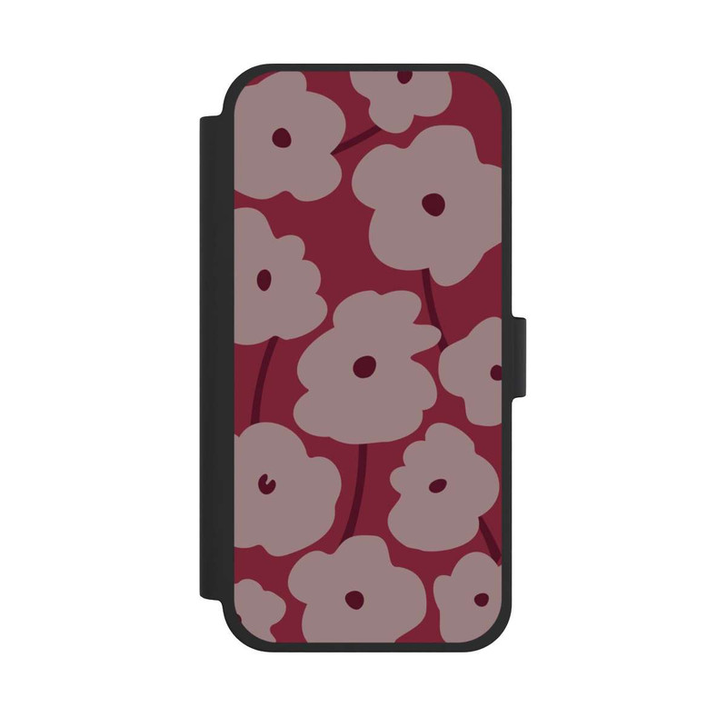 iPhone 15 Plus NIVOflip Minimalistische Blumen Bordeaux