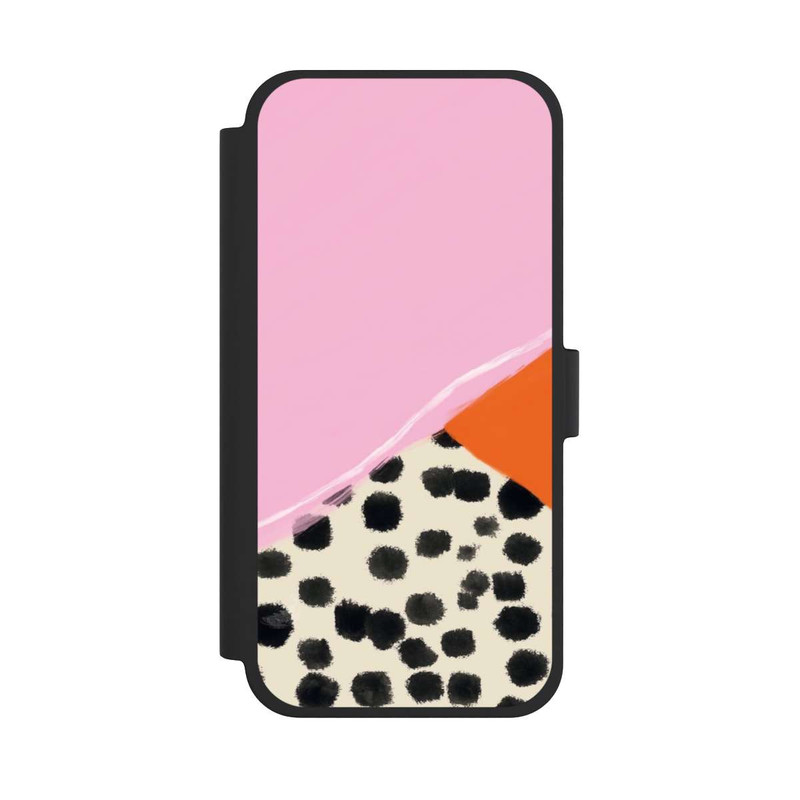 iPhone 15 Plus NIVOflip Rosa und Orange Gepunkteter Hintergrund