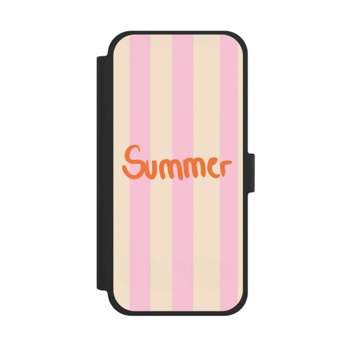Apple iPhone 15 Plus NIVOflip Summer- Rosa und Orange Streifen Hintergrund