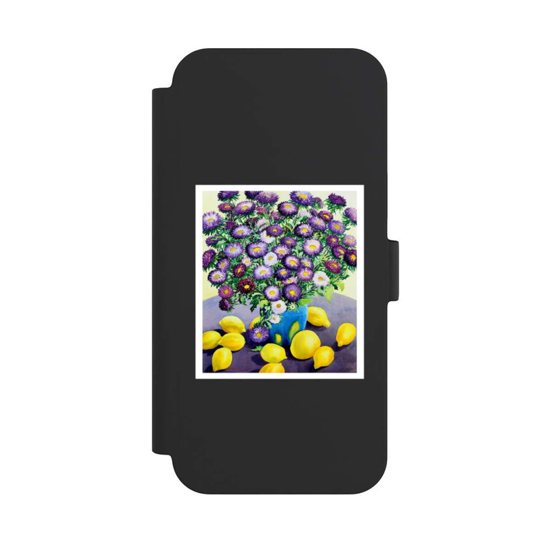 iPhone 15 Plus NIVOflip Purple Asters and Lemons by Christopher Ryland