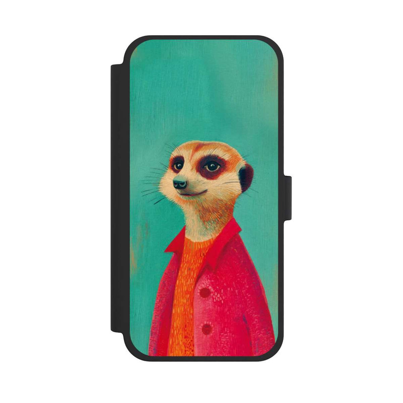 iPhone 15 Plus NIVOflip Erdmännchen Grün Illustration