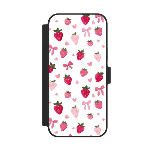 Apple iPhone 15 Plus NIVOflip Erdbeer Herz Schleifen Muster Pink