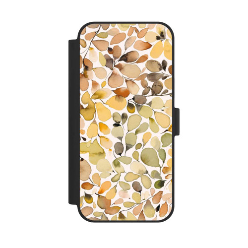 Apple iPhone 15 Plus NIVOflip Eukalyptus Aquarellblätter Braun Herbst