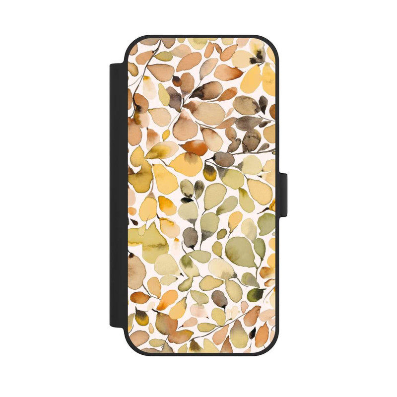 iPhone 15 Plus NIVOflip Eukalyptus Aquarellblätter Braun Herbst