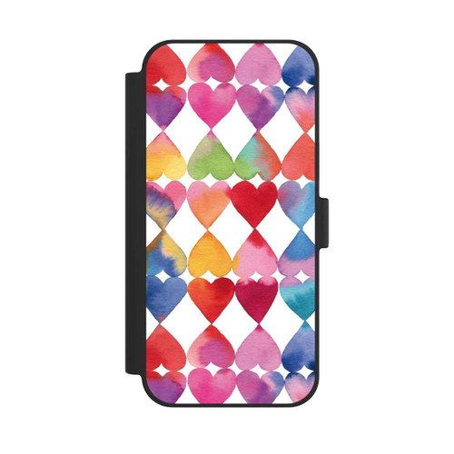 Apple iPhone 15 Plus NIVOflip Colorful Watercolor Hearts Pattern