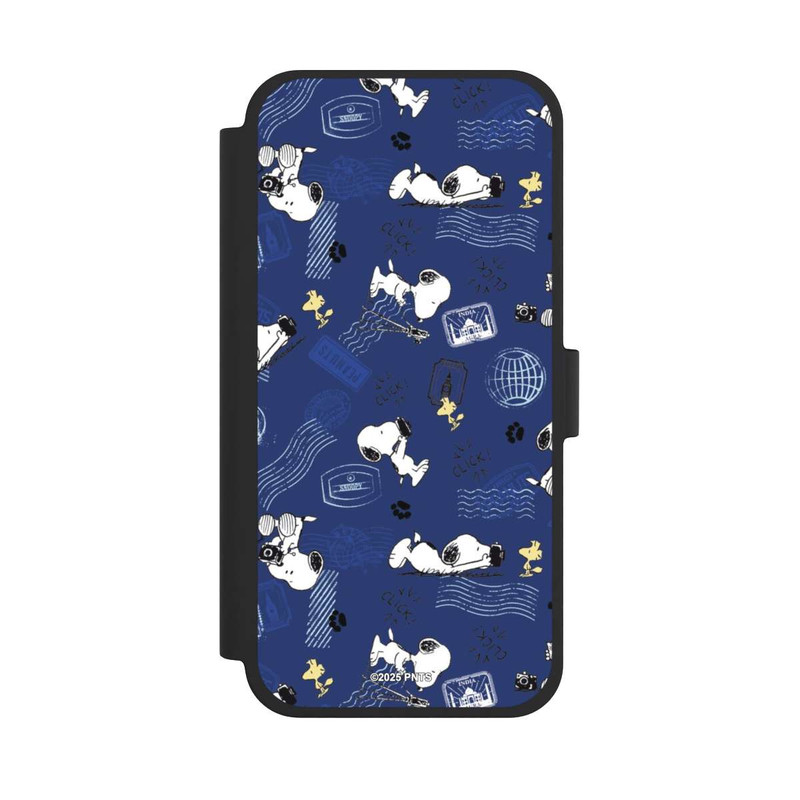 iPhone 15 Plus NIVOflip Peanuts Travel Stamps Pattern Blue