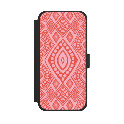Apple iPhone 15 Plus NIVOflip Boho Geometric Intricate Tribal Design in Shades of Pink
