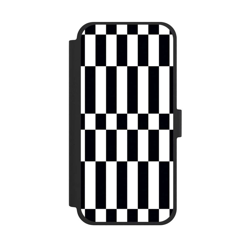 iPhone 15 Plus NIVOflip Checked Abstract Bold Black and White Color Block