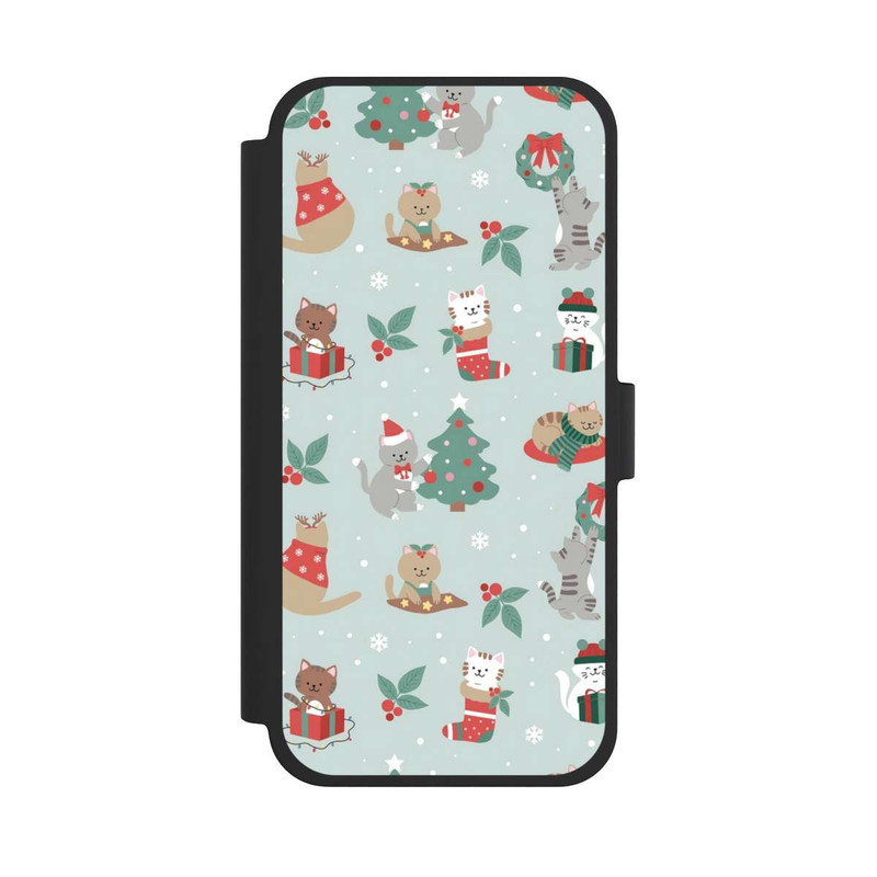 iPhone 15 Plus NIVOflip festliche Katzen im Winterwunderland