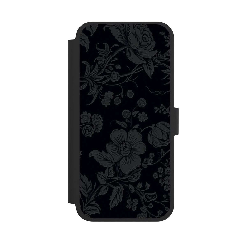 iPhone 15 Plus NIVOflip Dunkle Blumen Vintageoptik