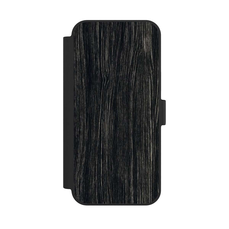 iPhone 15 Plus NIVOflip Dunkle Holzstruktur