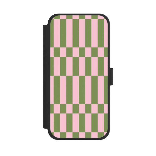 Apple iPhone 15 Plus NIVOflip Sage and Pink Checked Pattern Theme