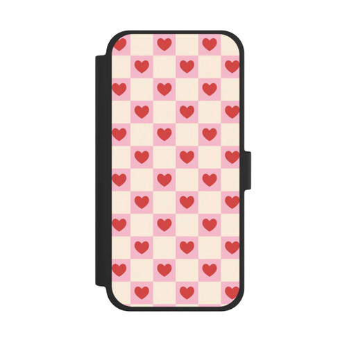 Apple iPhone 15 Plus NIVOflip Valentine Checked Hearts Pattern Pink