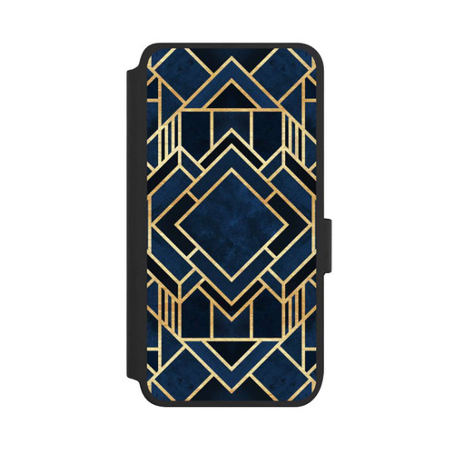 Samsung Galaxy S25 NIVOflip Kunst Deko Blau Golddruck