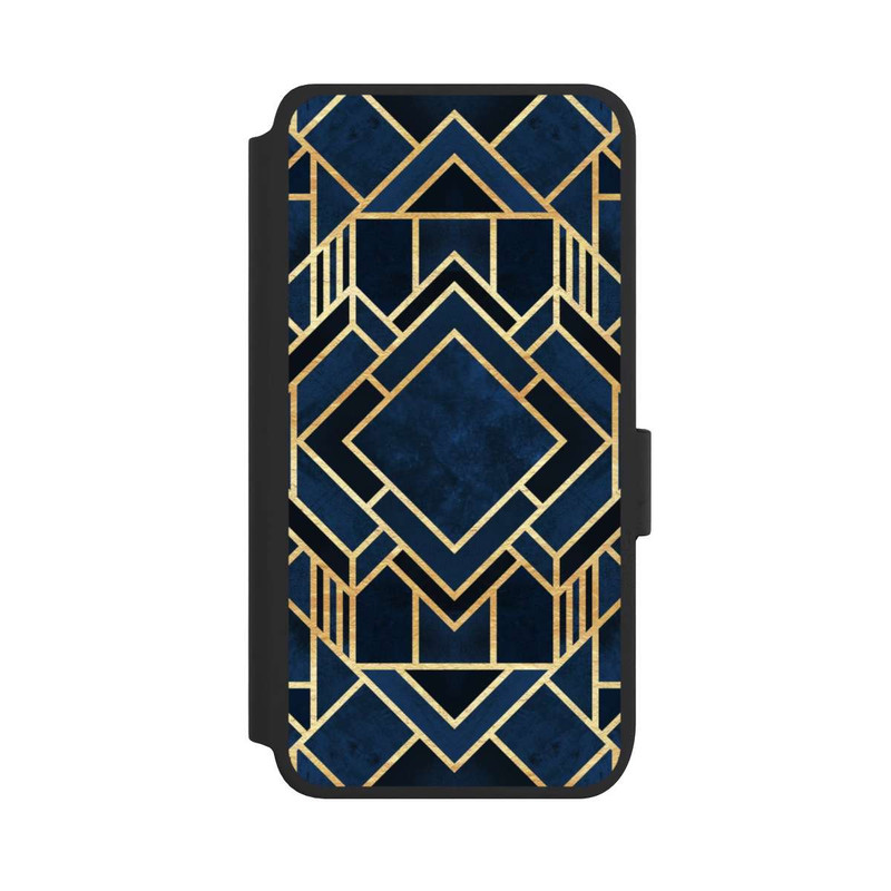 Galaxy S25 NIVOflip Kunst Deko Blau Golddruck