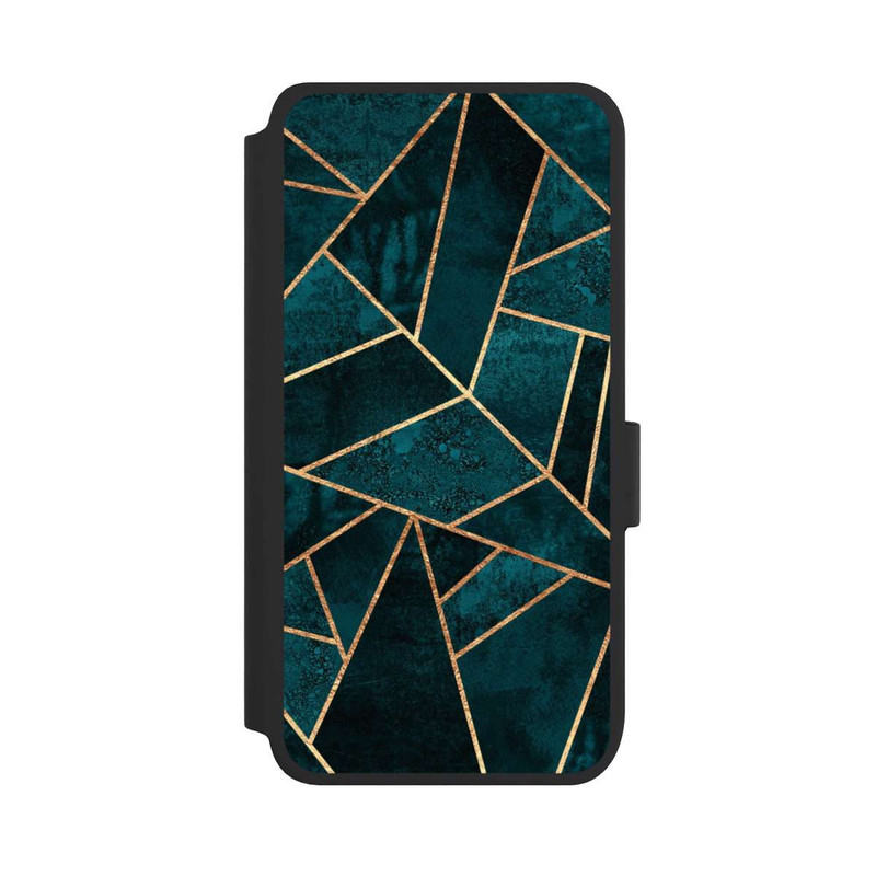 Galaxy S25 NIVOflip Tief Blaugrün Stein Gold Druck