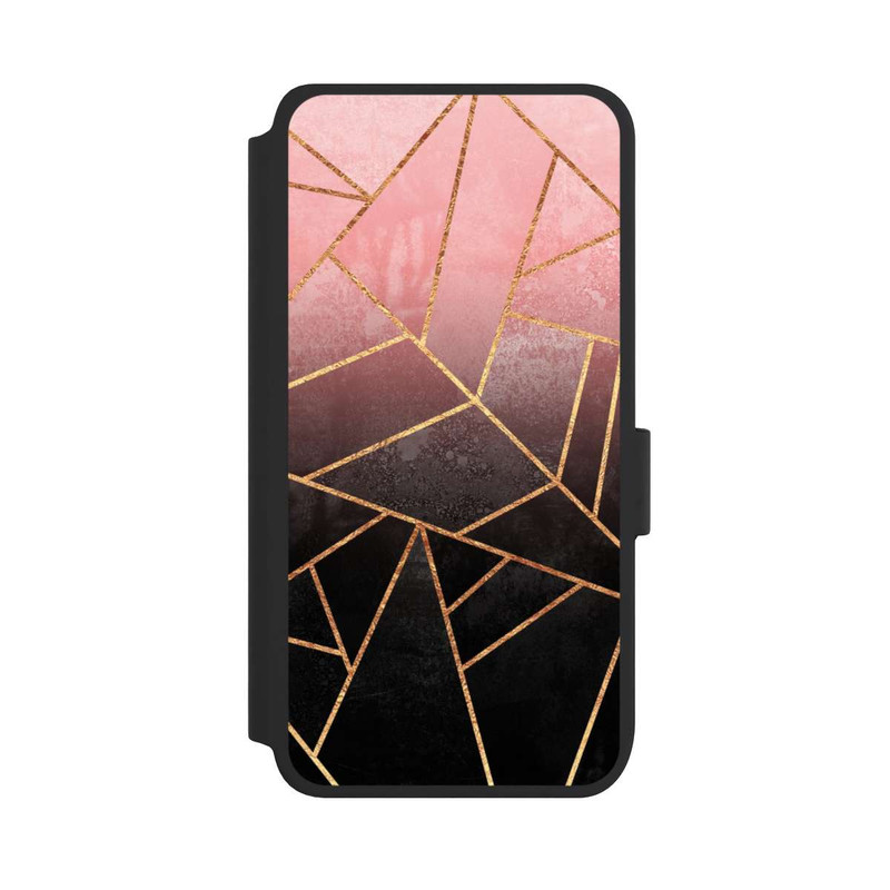 Galaxy S25 NIVOflip Pinker und Schwarzer Stein Gold Druck