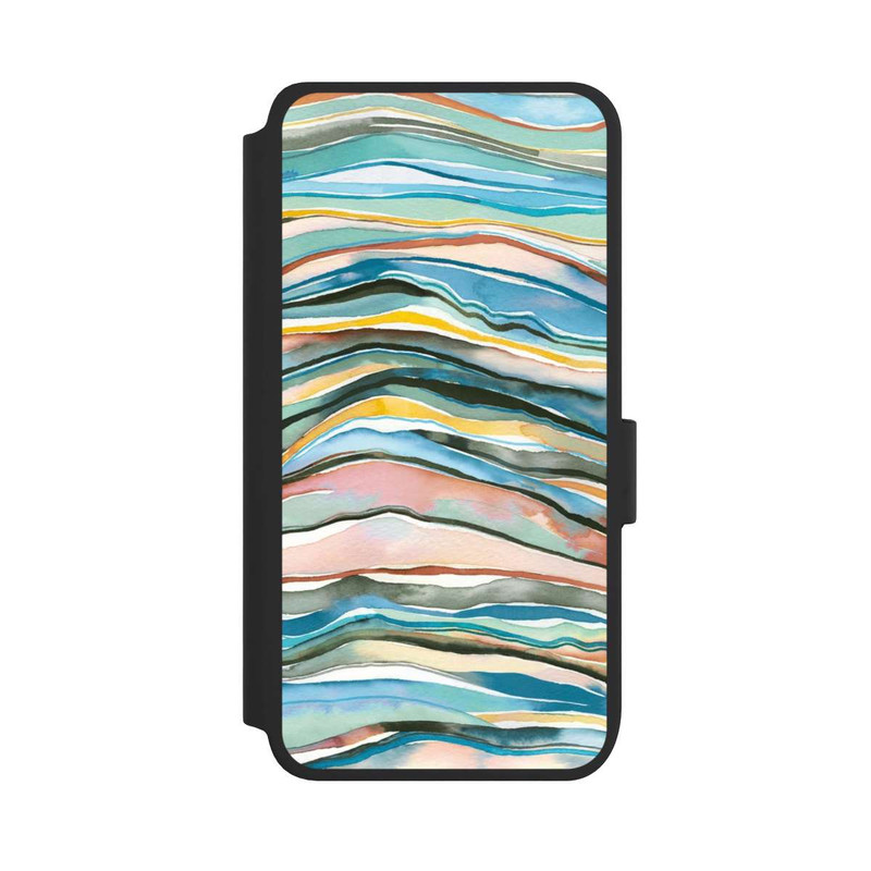 Galaxy S25 NIVOflip Achatschichten Aquarellblau