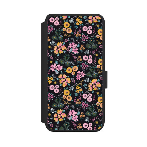 Samsung Galaxy S25 NIVOflip Kleine bunte Blumen Schwarz 2