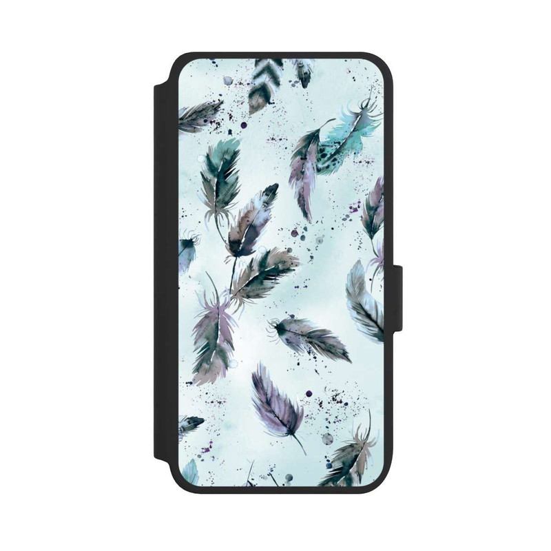 Galaxy S25 NIVOflip Magische Federn Sanftes Blau