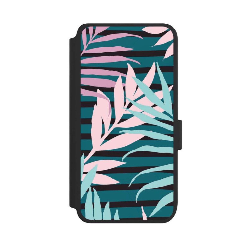 Galaxy S25 NIVOflip Pastel Jungle Leaves Pink Teal Seamless