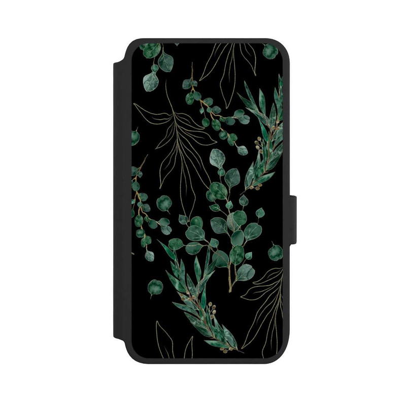 Galaxy S25 NIVOflip Eukalyptusblätter schwarz