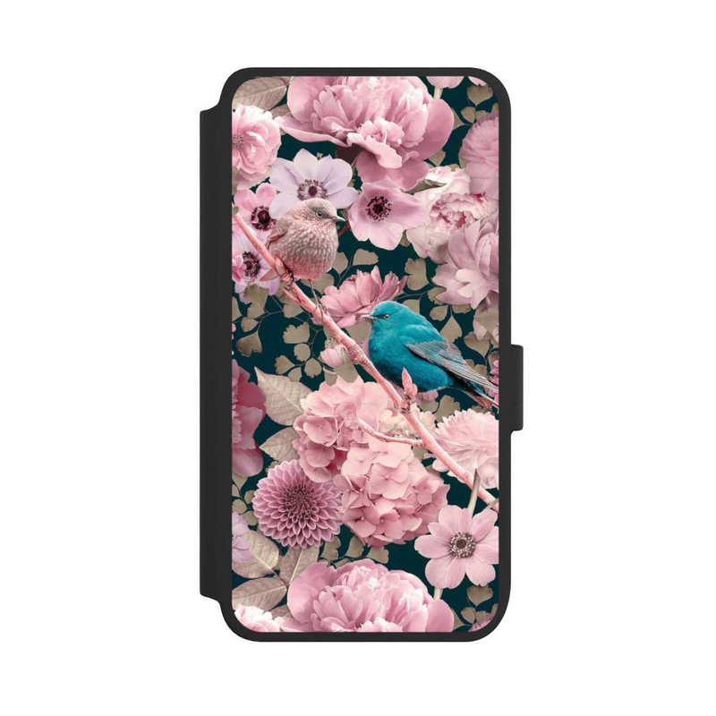 Galaxy S25 NIVOflip Spatzen im rosa Blumenmuster