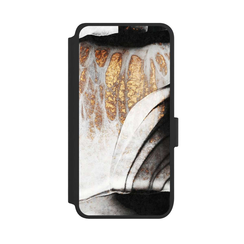 Galaxy S25 NIVOflip Schwarze und goldene Adern