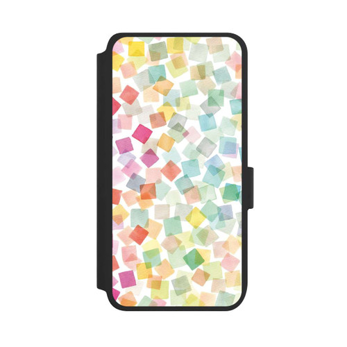 Samsung Galaxy S25 NIVOflip Konfetti geometrische Plaids Regenbogen