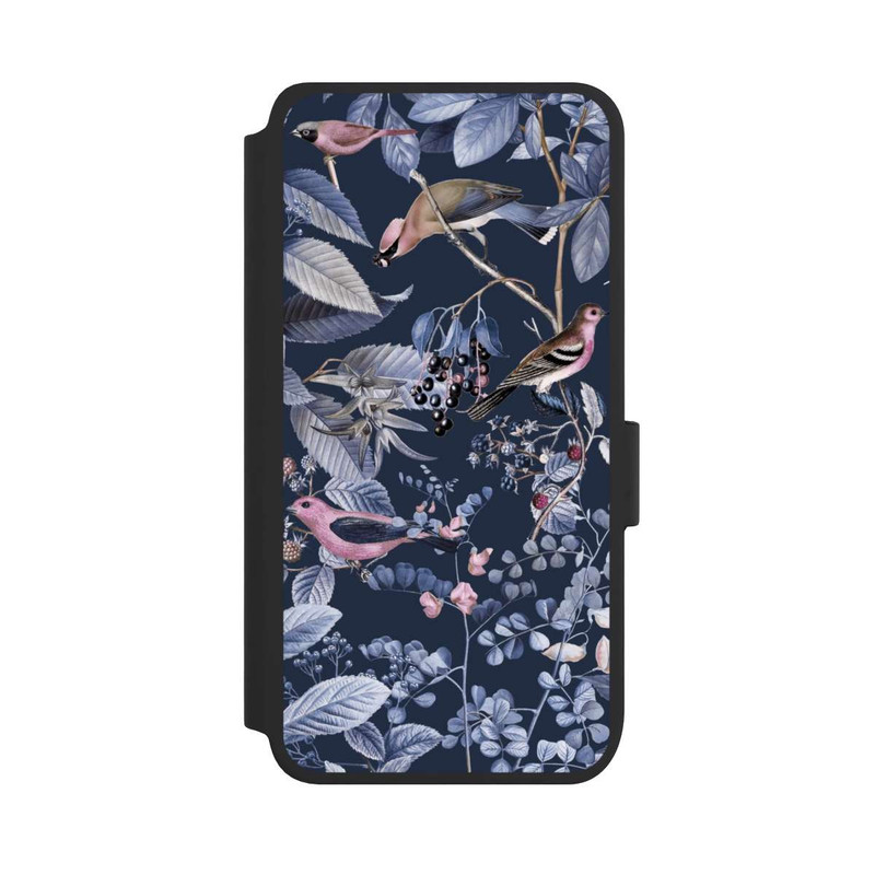 Galaxy S25 NIVOflip Vögel und Beeren blau