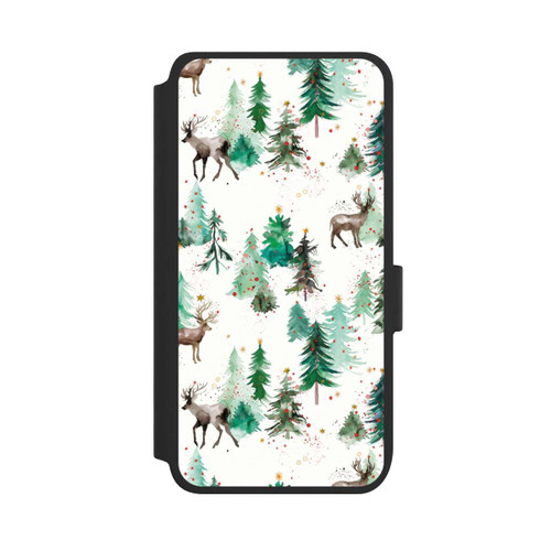Samsung Galaxy S25 NIVOflip Hirsche und Winterweihnachtsbäume