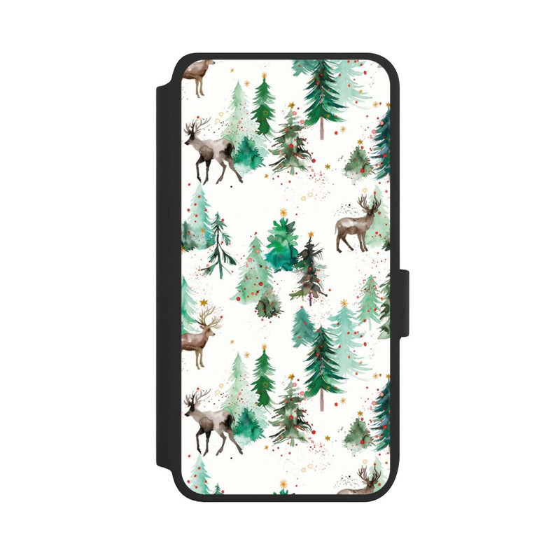 Galaxy S25 NIVOflip Hirsche und Winterweihnachtsbäume