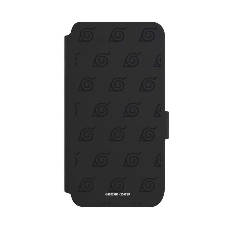 Galaxy S25 NIVOflip Schwarzes Konoha-Muster Transparent