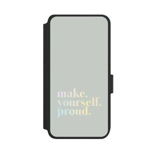 Samsung Galaxy S25 NIVOflip Make Yourself Proud Zitat-Minze und Farbverlauf