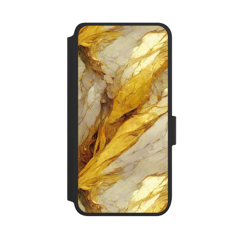 Galaxy S25 NIVOflip Weiße Marmor-Golddruckschichten