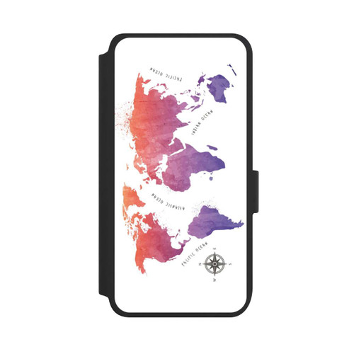 Samsung Galaxy S25 NIVOflip Worldmap (Watercolor) white