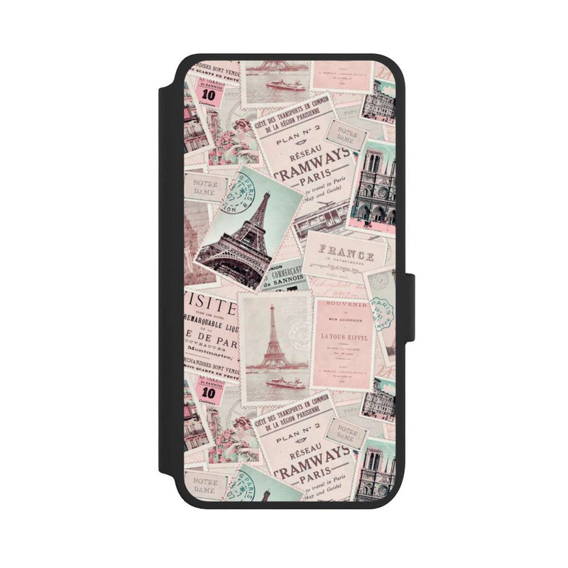 Galaxy S25 NIVOflip Vintage Paris Postcards Pattern