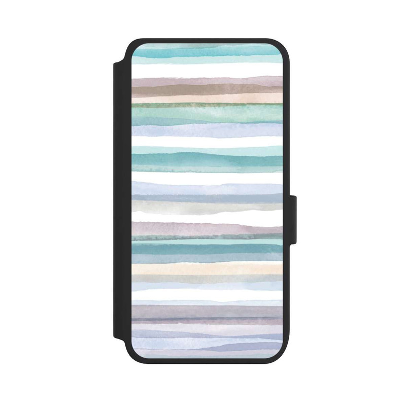 Galaxy S25 NIVOflip Pastellfarbene Streifen Blau